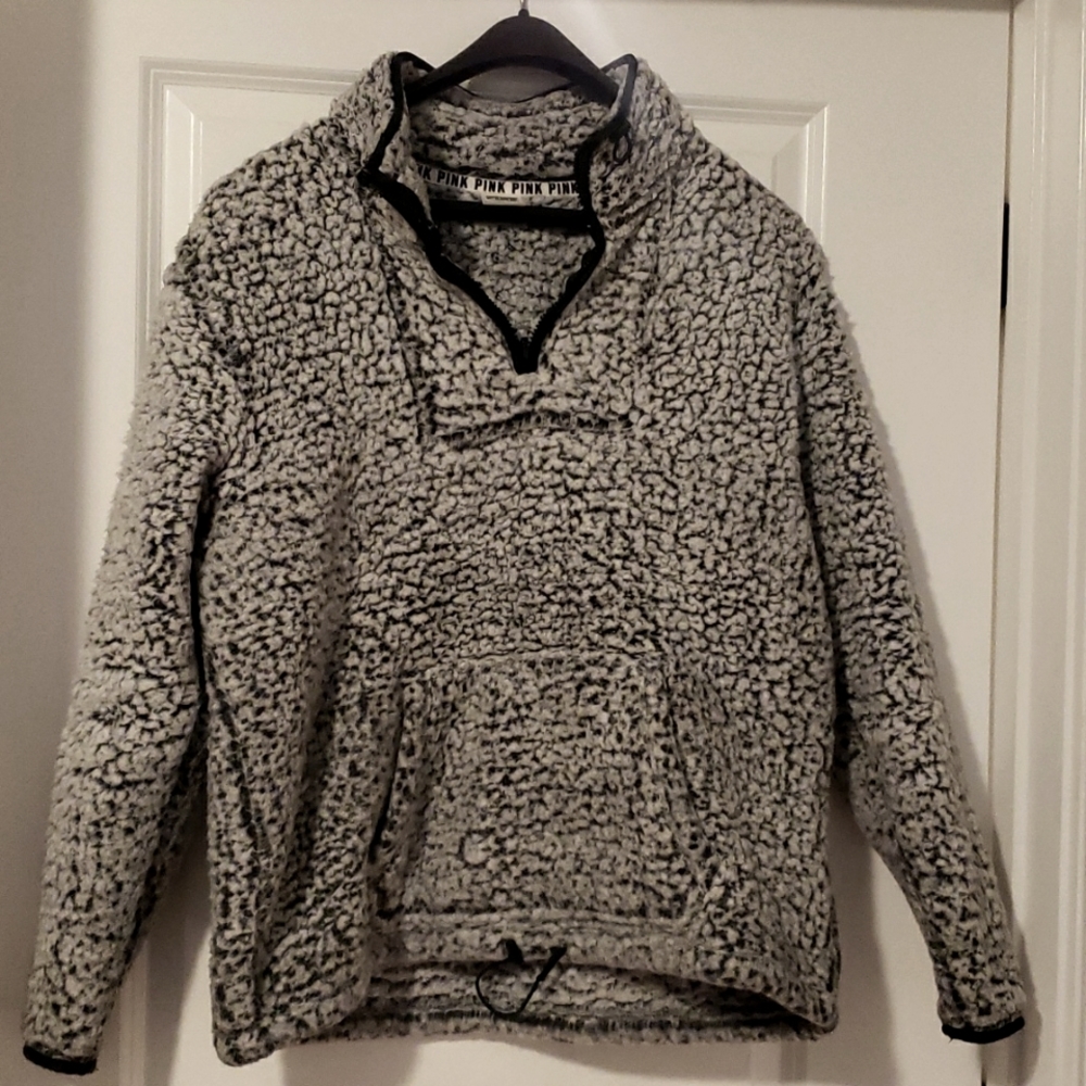 PINK Sherpa Fleece Half Zip with Front Pocket
